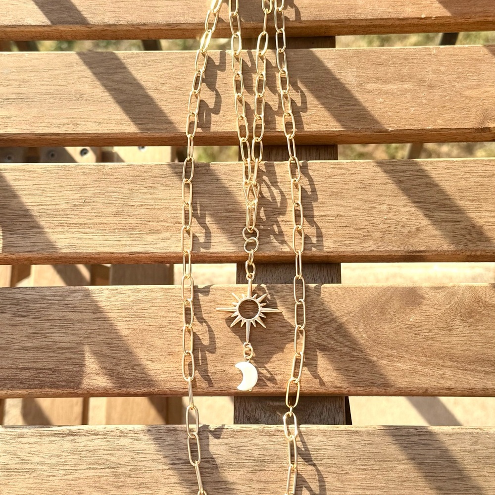 Katia Designs Sun Moon layering Necklace